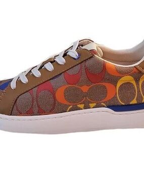 Coach Multicolor Logo Low-Top Sneaker in Brown, Orange, Red, Yellow, Blue